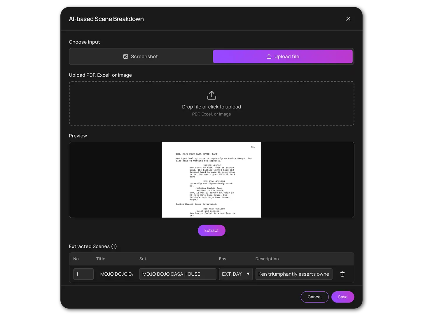 Scriptwriting connected to production